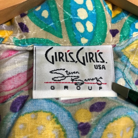 Vintage Geometric Floral Blouse Shirt Top Loud - Picture 6 of 6